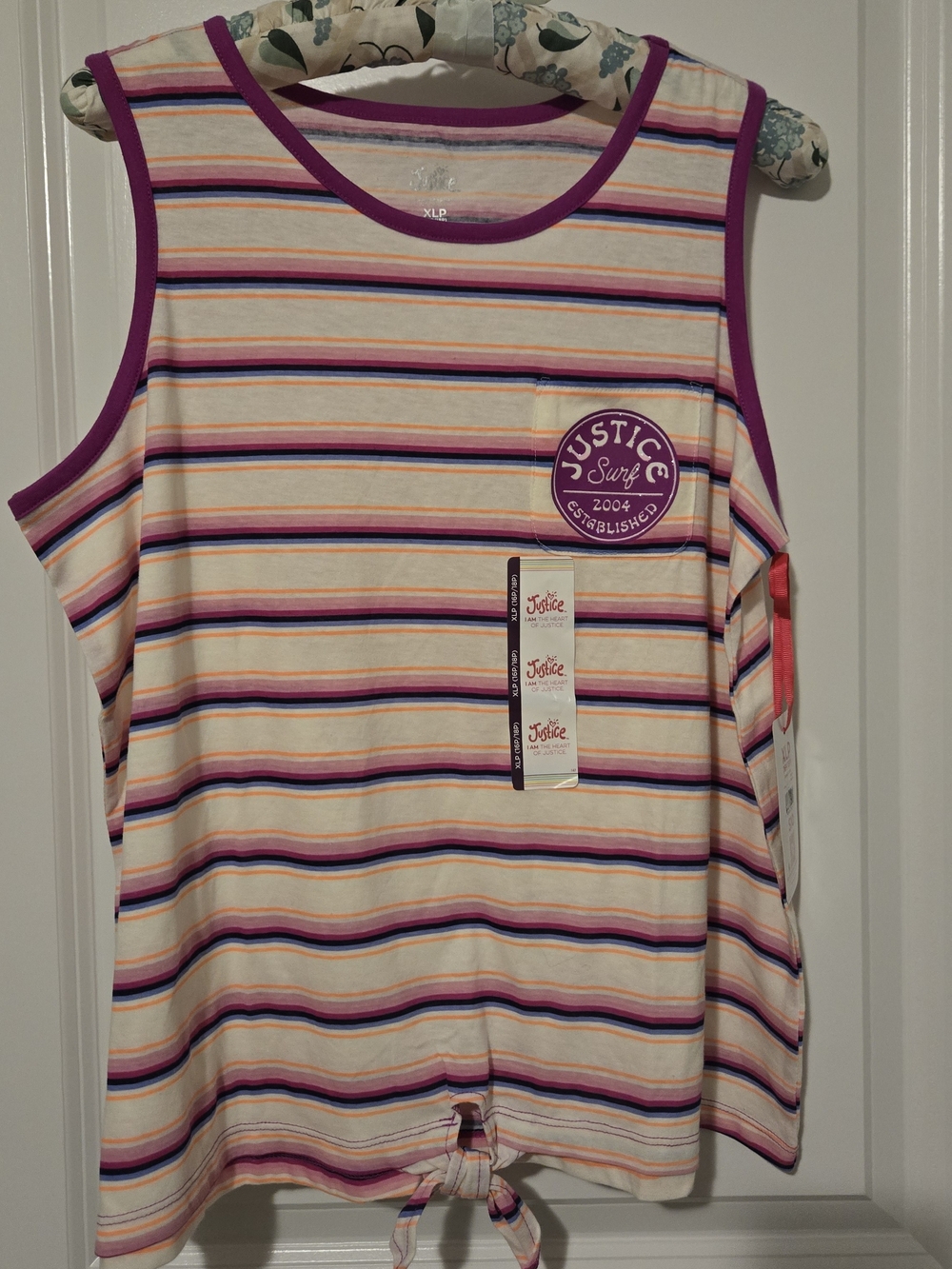 Justice Girls' Striped Tank Top - Pink, Orange & Purple SIZE XLP (16/18)